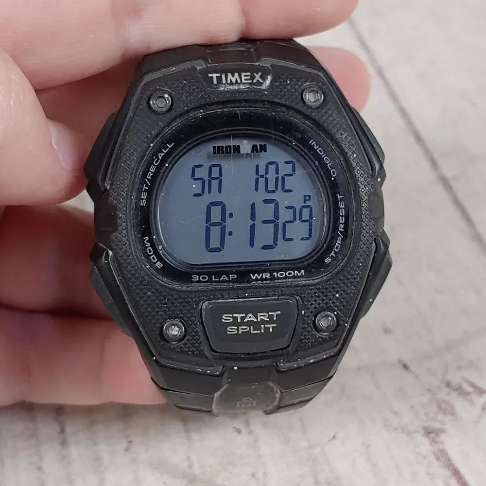 NEW BATTERY - Timex TW5M46100 Men's Ironman Digital Watch - Alarm Indiglo Resin